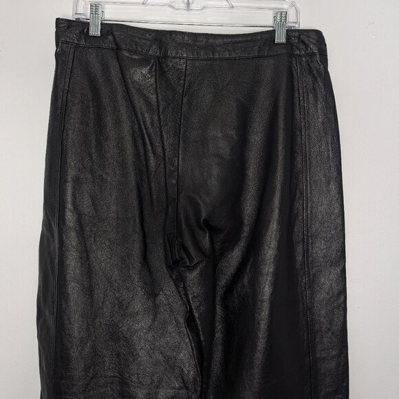 Bagatelle Vintage 90s Black Leather Pants Relaxed Fit High Waist Size 12 - Picture 9 of 9